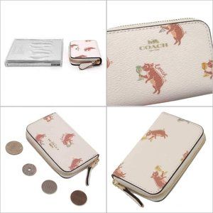 Coach ZIP AROUND COIN CASE WITH PARTY PIG PRINT